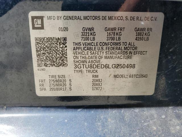 3GTU8DED6LG250498 - 2020 GMC SIERRA C1500 SLT BLUE photo 13