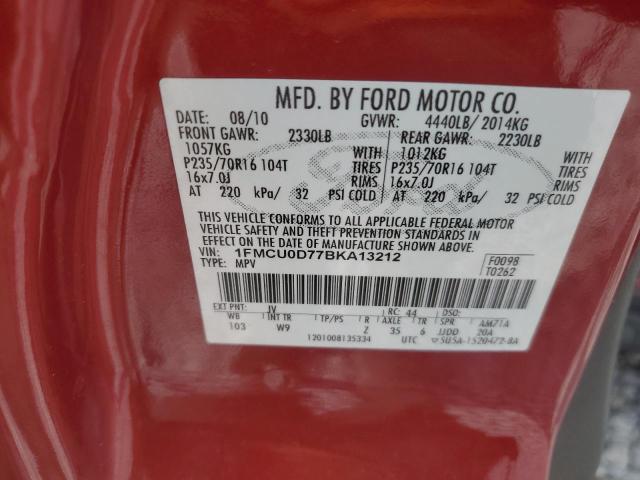 1FMCU0D77BKA13212 - 2011 FORD ESCAPE XLT RED photo 13