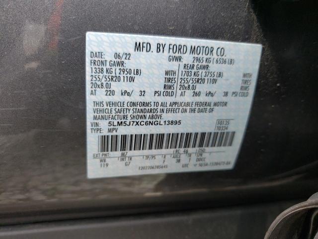 5LM5J7XC6NGL13895 - 2022 LINCOLN AVIATOR RESERVE GRAY photo 13