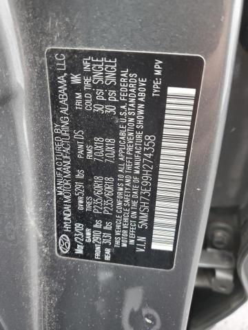 5NMSH73E99H274358 - 2009 HYUNDAI SANTA FE SE GRAY photo 12