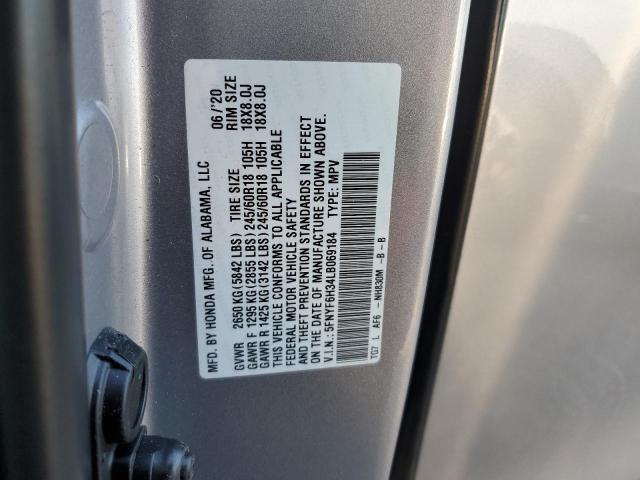 5FNYF6H34LB069184 - 2020 HONDA PILOT EX GRAY photo 13