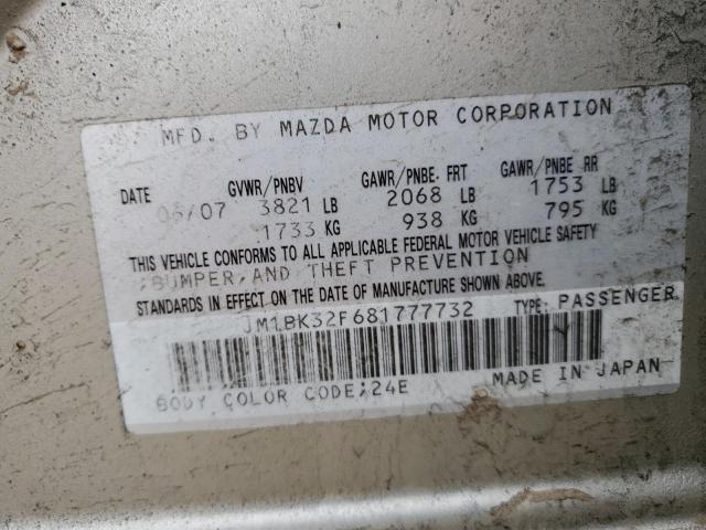 JM1BK32F681777732 - 2008 MAZDA 3 I SILVER photo 12