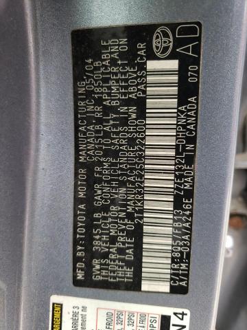 2T1KR32E25C322600 - 2005 TOYOTA COROLLA MA XR BLUE photo 12