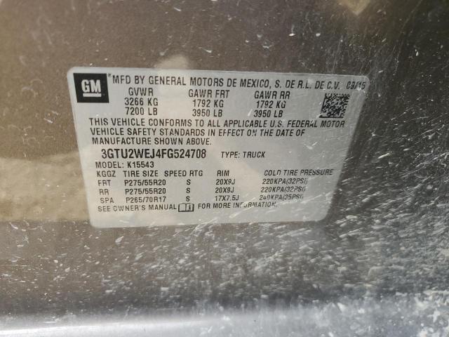 3GTU2WEJ4FG524708 - 2015 GMC SIERRA K1500 DENALI TAN photo 12