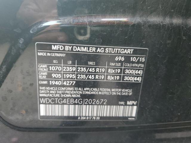 WDCTG4EB4GJ202672 - 2016 MERCEDES-BENZ GLA 250 BLACK photo 13