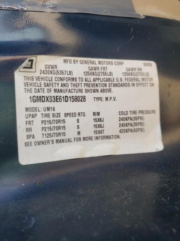 1GMDX03E61D158028 - 2001 PONTIAC MONTANA BLUE photo 13