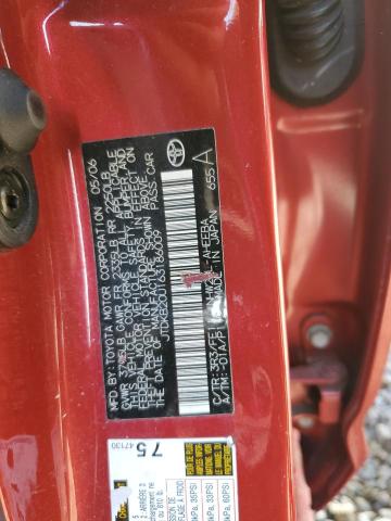 JTDKB20U163186009 - 2006 TOYOTA PRIUS RED photo 13