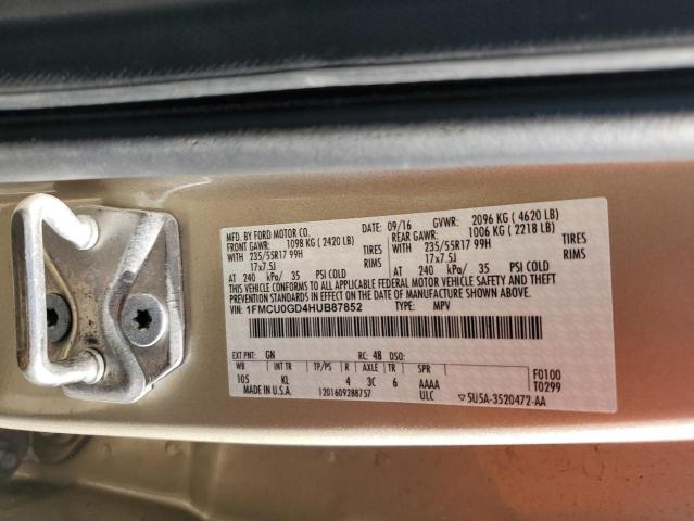 1FMCU0GD4HUB87852 - 2017 FORD ESCAPE SE BEIGE photo 14