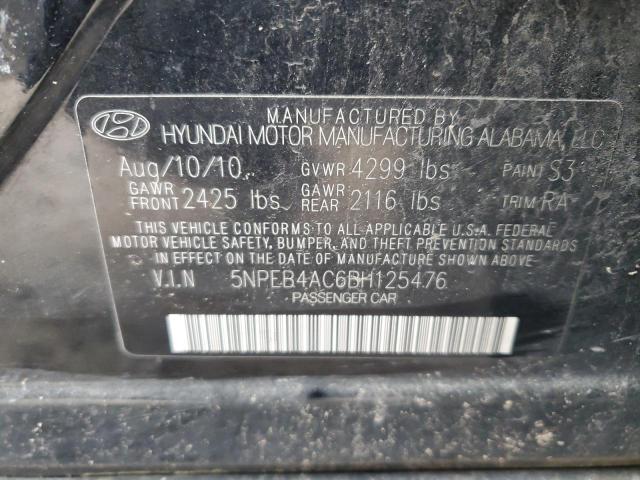 5NPEB4AC6BH125476 - 2011 HYUNDAI SONATA GLS BLACK photo 13