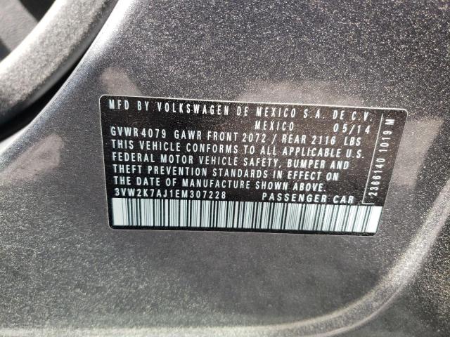 3VW2K7AJ1EM307228 - 2014 VOLKSWAGEN JETTA BASE 灰色 照片 12