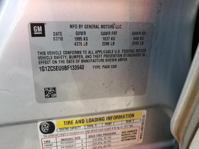 1G1ZC5EU9BF133940 - 2011 CHEVROLET MALIBU 1LT SILVER photo 12