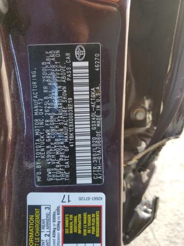 4T1BK1EBXDU038719 - 2013 TOYOTA AVALON BASE 勃艮第红 照片 12