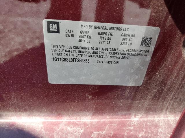 1G11C5SL8FF285853 - 2015 CHEVROLET MALIBU 1LT BURGUNDY photo 13
