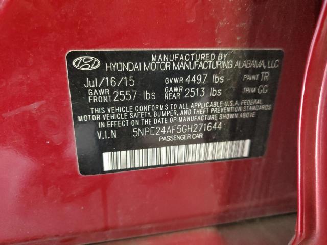 5NPE24AF5GH271644 - 2016 HYUNDAI SONATA SE RED photo 12