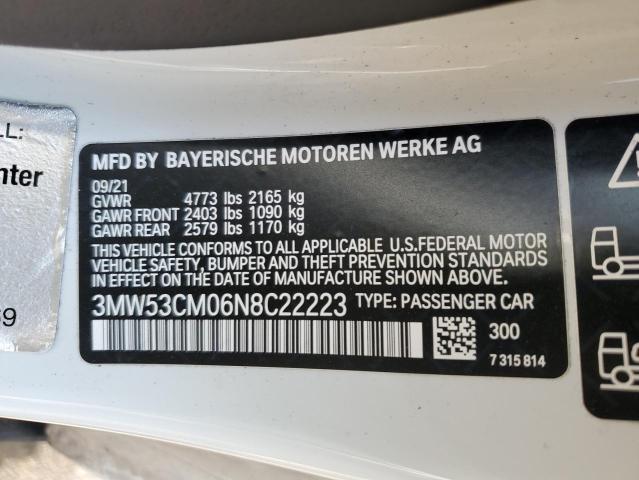 3MW53CM06N8C22223 - 2022 BMW M240XI WHITE photo 12