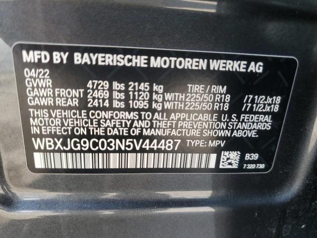 WBXJG9C03N5V44487 - 2022 BMW X1 XDRIVE28I GRAY photo 12