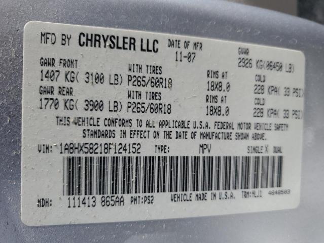 1A8HX58218F124152 - 2008 CHRYSLER ASPEN LIMITED SILVER photo 13