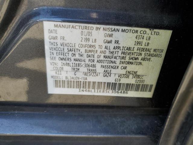 1N4BL11E85C306486 - 2005 NISSAN ALTIMA SE GRAY photo 12