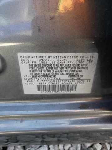 3N1CN8DV6ML917393 - 2021 NISSAN VERSA S GRAY photo 12