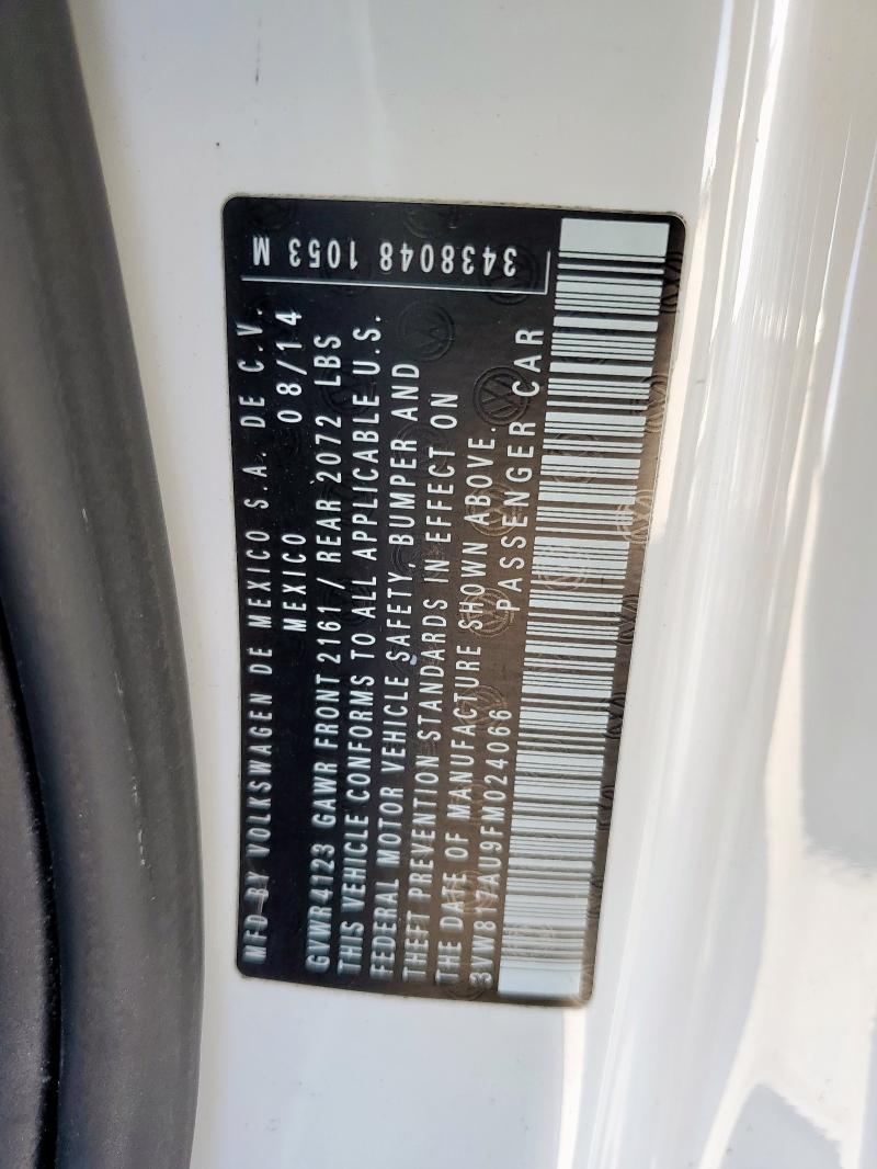 3VW817AU9FM024066 - 2015 VOLKSWAGEN GOLF WHITE photo 12