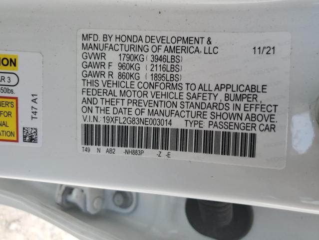 19XFL2G83NE003014 - 2022 HONDA CIVIC SPORT 白色 照片 12