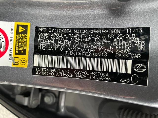 JTHBK1GG2E2102213 - 2014 LEXUS ES 350 GRAY photo 10