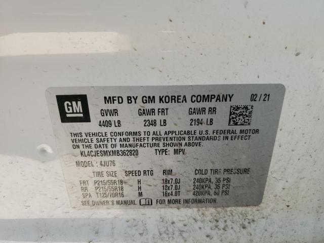 KL4CJESMXMB362820 - 2021 BUICK ENCORE PREFERRED WHITE photo 13