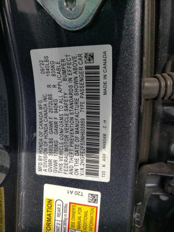 2HGFE2F53NH605869 - 2022 HONDA CIVIC SPORT GRAY photo 12