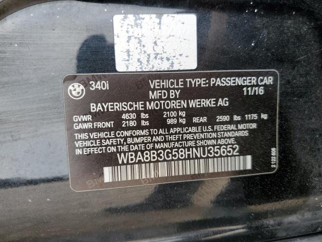 WBA8B3G58HNU35652 - 2017 BMW 340 I Чорний фото 12