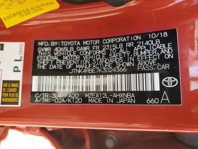 JTNK4RBE7K3024366 - 2019 TOYOTA COROLLA SE ORANGE photo 12