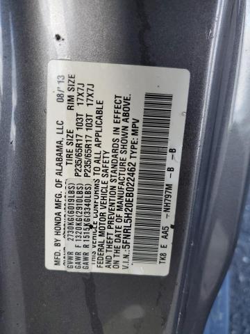 5FNRL5H20EB022462 - 2014 HONDA ODYSSEY LX GRAY photo 13