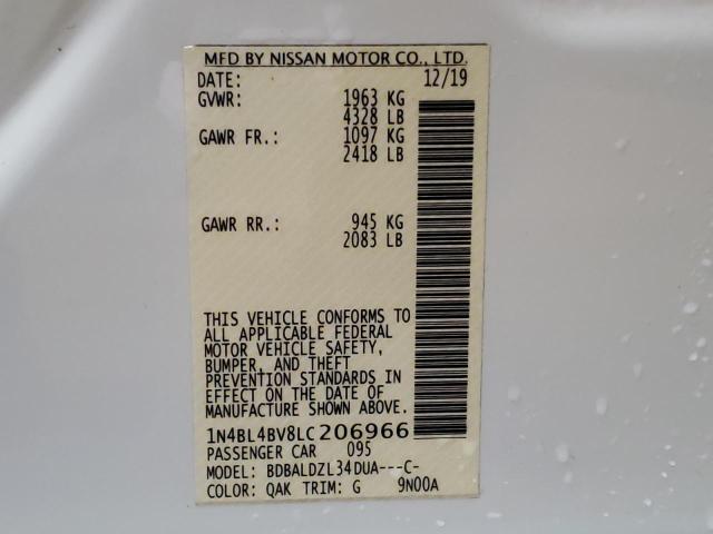 1N4BL4BV8LC206966 - 2020 NISSAN ALTIMA S WHITE photo 13