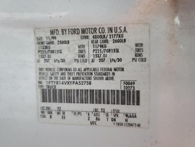 1FTYR14VXYPA52758 - 2000 FORD RANGER SUPER CAB WHITE photo 12