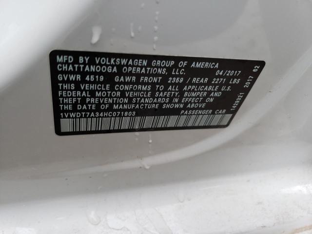1VWDT7A34HC071803 - 2017 VOLKSWAGEN PASSAT R-LINE Ağ foto 12
