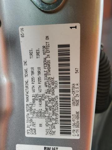 5TFRY5F13GX204726 - 2016 TOYOTA TUNDRA DOUBLE CAB SR/SR5 SILVER photo 12