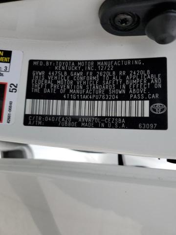 4T1G11AK4PU763204 - 2023 TOYOTA CAMRY SE NIGHT SHADE WHITE photo 13