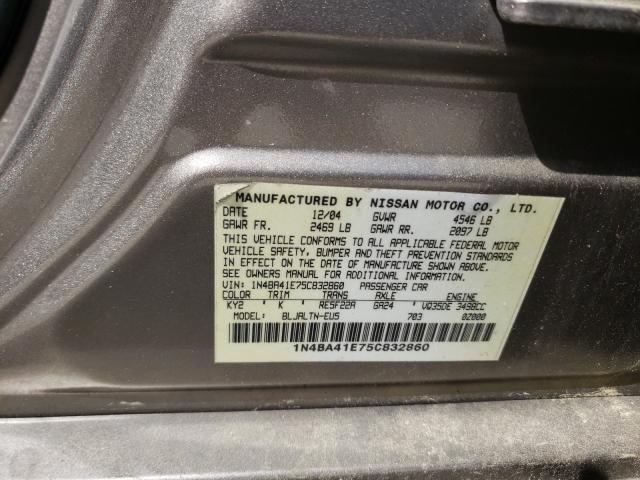 1N4BA41E75C832860 - 2005 NISSAN MAXIMA SE GOLD photo 10