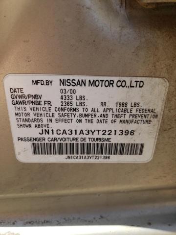 JN1CA31A3YT221396 - 2000 NISSAN MAXIMA GLE GOLD photo 12