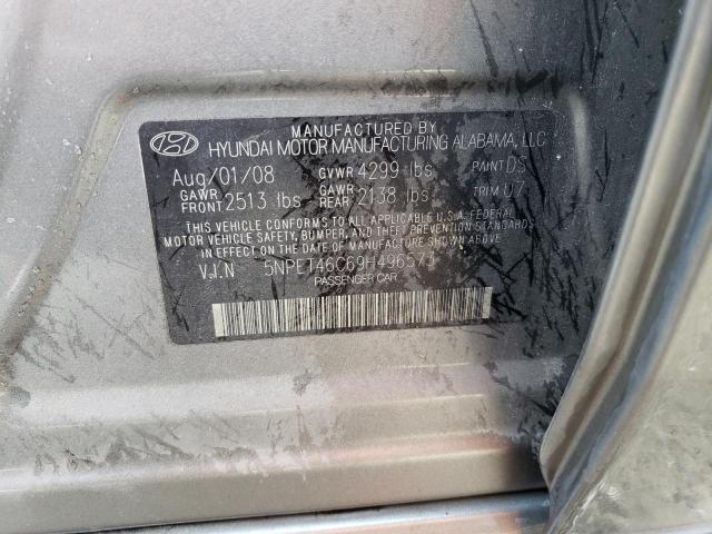 5NPET46C69H496573 - 2009 HYUNDAI SONATA GLS SILVER photo 12