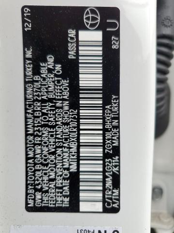 NMTKHMBX0LR107312 - 2020 TOYOTA C-HR XLE WHITE photo 12