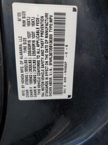 5FNRL38735B136309 - 2005 HONDA ODYSSEY EXL GRAY photo 13