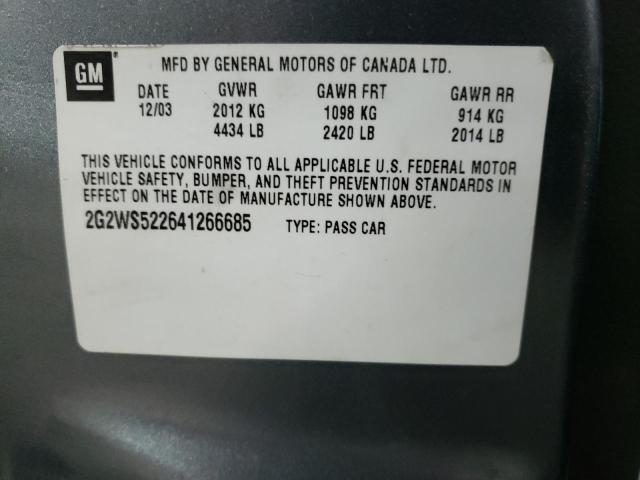 2G2WS522641266685 - 2004 PONTIAC GRAND PRIX GT2 ნაცრისფერი ფოტო 12