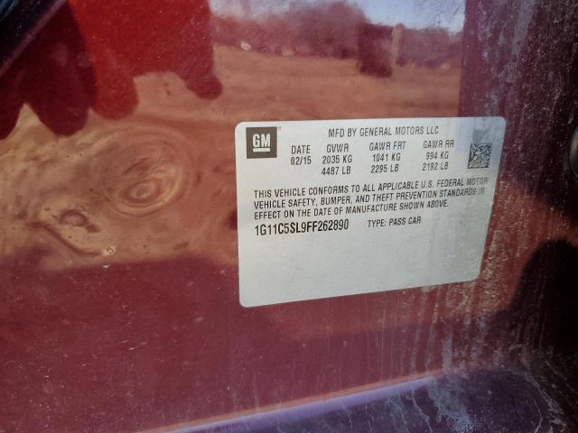 1G11C5SL9FF262890 - 2015 CHEVROLET MALIBU 1LT 栗色 照片 12