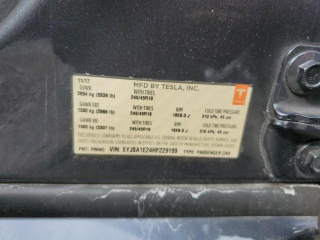 5YJSA1E24HF229199 - 2017 TESLA MODEL S 灰色 照片 12