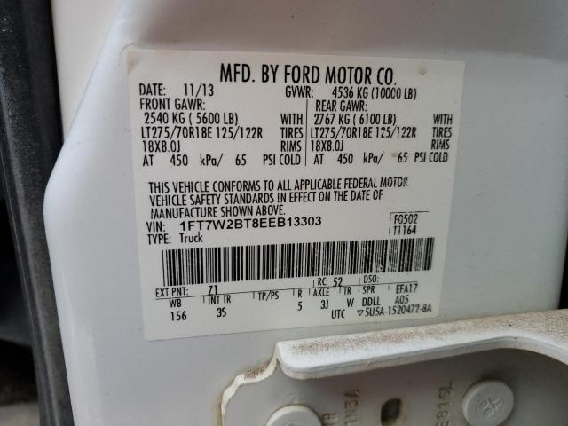 1FT7W2BT8EEB13303 - 2014 FORD F250 SUPER DUTY WHITE photo 12