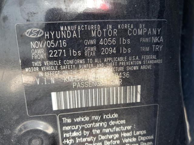 KMHD04LB6HU318436 - 2017 HYUNDAI ELANTRA SPORT BLACK photo 12