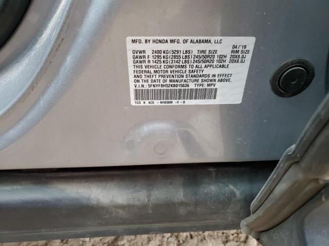 5FNYF8H52KB015636 - 2019 HONDA PASSPORT EXL Gümüş foto 12