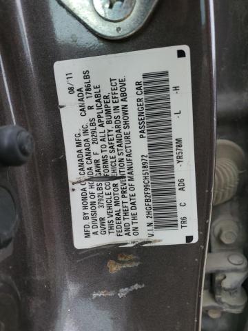 2HGFB2F99CH518972 - 2012 HONDA CIVIC EXL BROWN photo 12