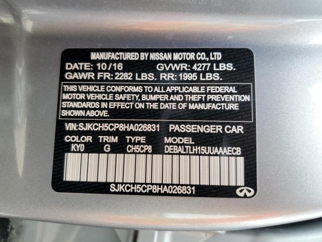 SJKCH5CP8HA026831 - 2017 INFINITI QX30 BASE فضي صورة 12