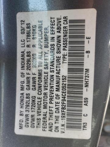 19XFB2F94CE052152 - 2012 HONDA CIVIC EXL 灰色 照片 13